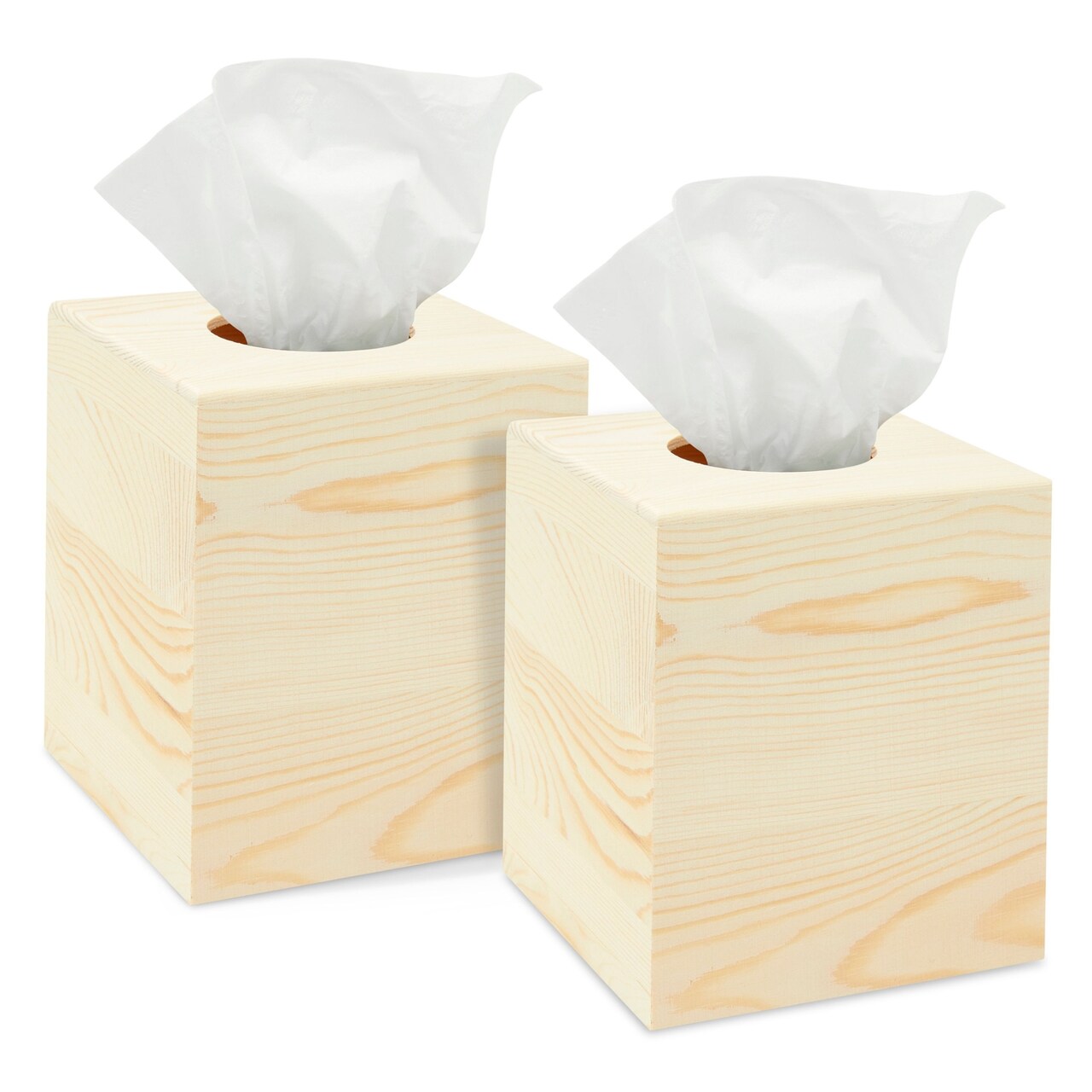 Unfinished Wood Tissue Box Cover for Arts and Crafts, Home Decor (5 x 5.5 In, 2 Pack)